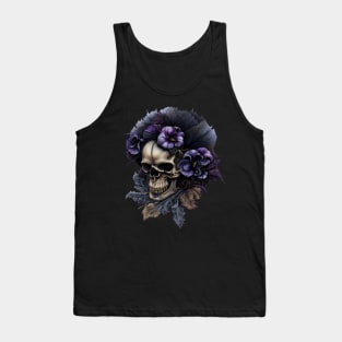 Skull Purple Flowers Tank Top